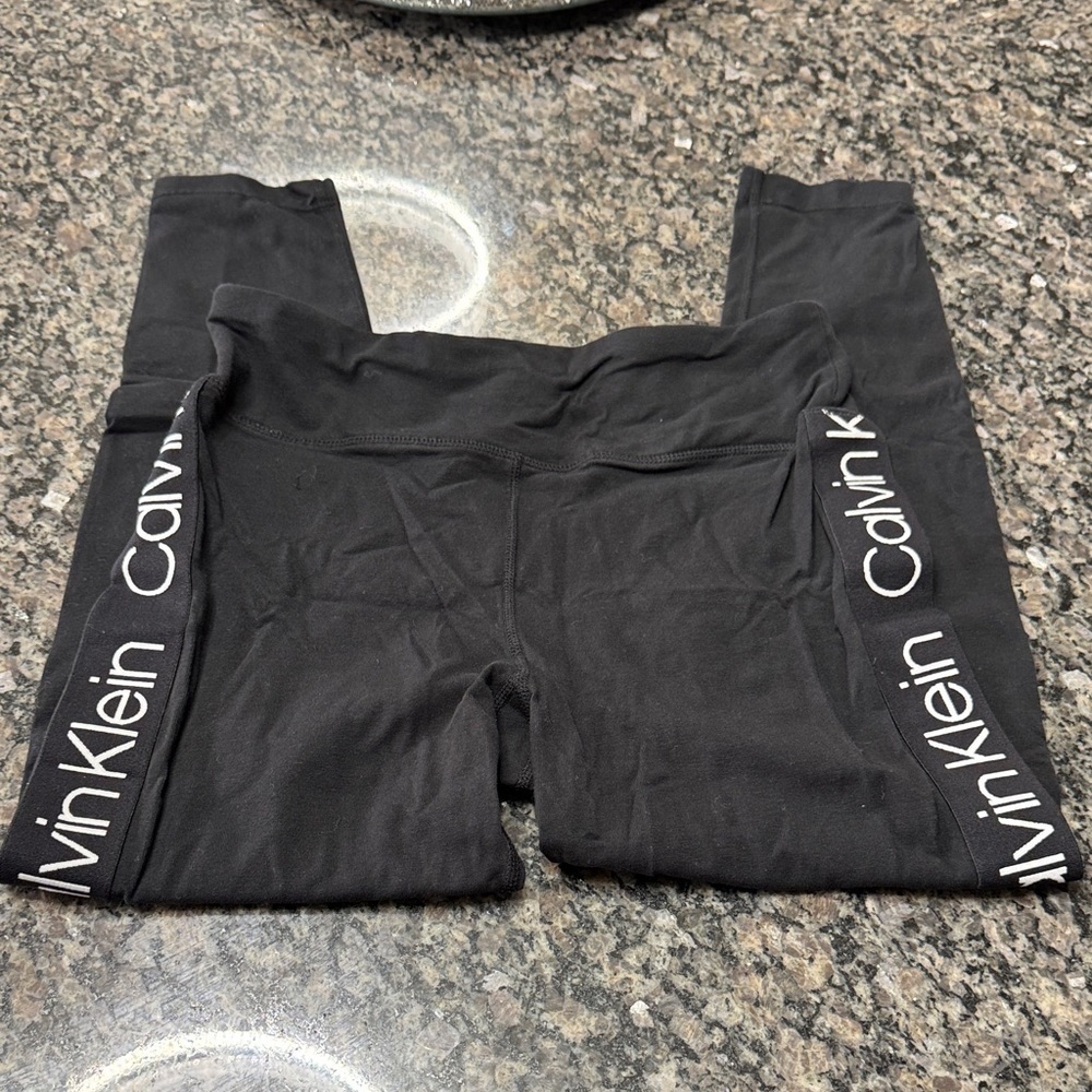 Calvin Klein Black Leggings with Logo tape EUC M